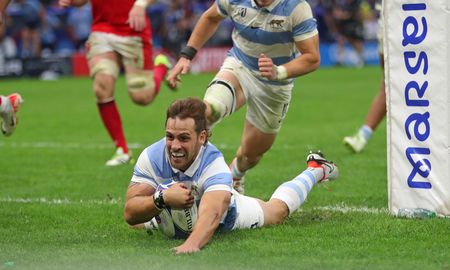 Nicolás Sanchez marcó un histórico try para Los Pumas ante Gales. Nicolás Sanchez marcó un histórico try para Los Pumas ante Gales.