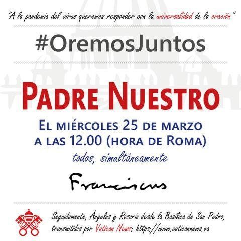 El Papa convoca un Padre Nuestro mundial en medio de la pandemia de coronavirus