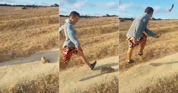 Lanzó conejo al aire de una patada al grito de “Cristiano Ronaldo”