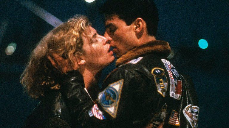 Tom Cruise y Kelly McGillis en “Top Gun”.