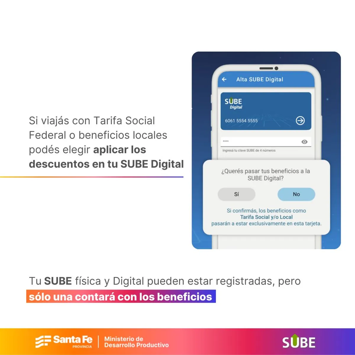 Se debe dar de Alta la Sube digital en su aplicación oficial. Gentileza: Gobierno de Santa Fe. Se debe dar de Alta la Sube digital en su aplicación oficial. Gentileza: Gobierno de Santa Fe.
