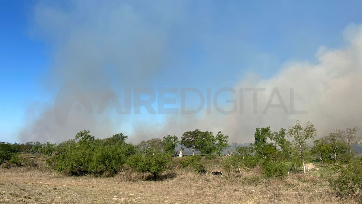 El fuego se observa al otro lado del Río Colastiné. El fuego se observa al otro lado del Río Colastiné.