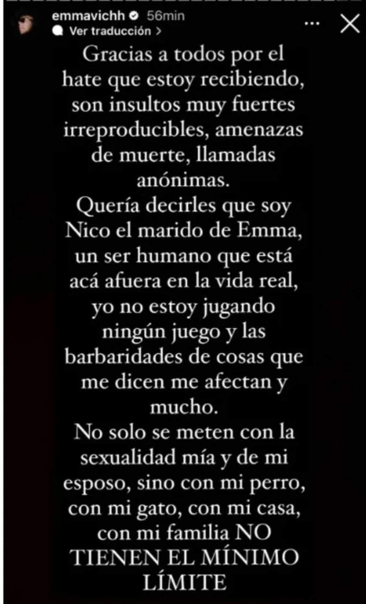 El duro descargo de Nicolás, el marido de Emmanuel de Gran Hermano, luego de recibir fuertes mensajes y amenazas. El duro descargo de Nicolás, el marido de Emmanuel de Gran Hermano, luego de recibir fuertes mensajes y amenazas.