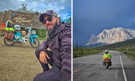 Después de cinco años en la ruta, el santafesino Pablito Viajero llegó a Alaska en su moto Honda Econo Power. Después de cinco años en la ruta, el santafesino Pablito Viajero llegó a Alaska en su moto Honda Econo Power.