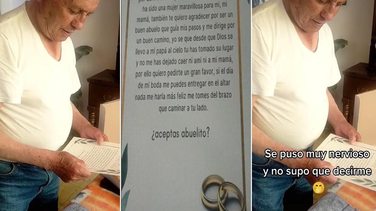 Una chica le pidió a su abuelo que la llevara al altar en representación de su padre