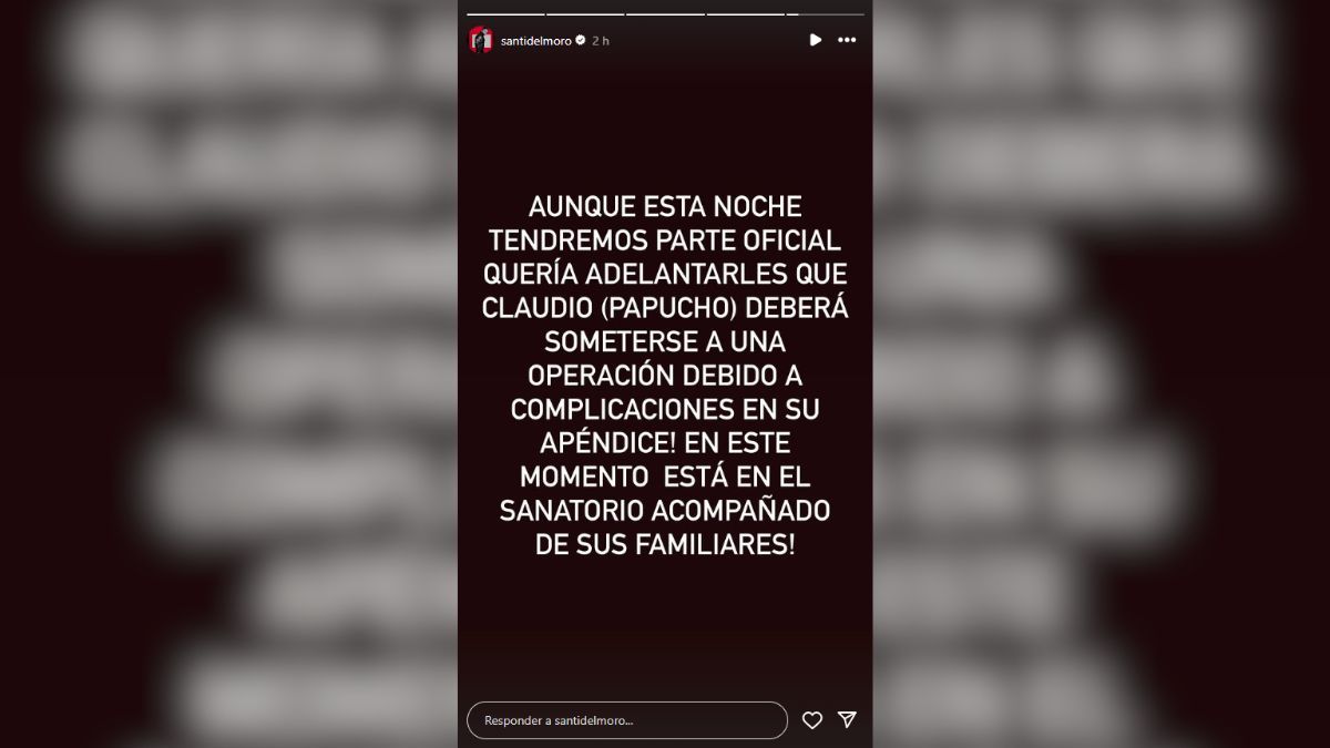 Santiago del Moro anunció que Claudio abandonó la casa de Gran Hermano por problemas de salud. Santiago del Moro anunció que Claudio abandonó la casa de Gran Hermano por problemas de salud.