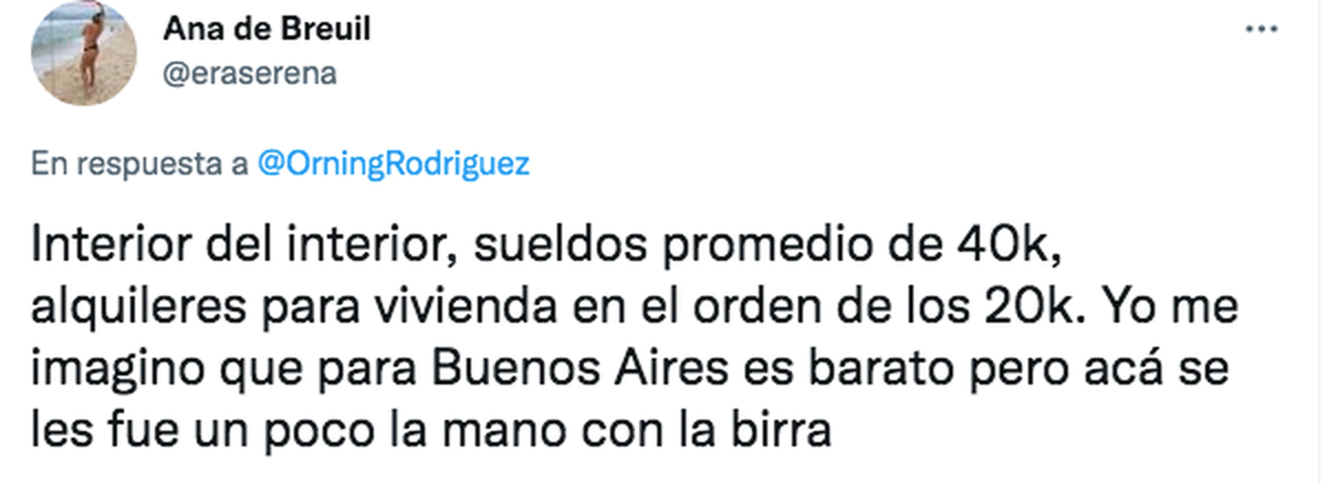 "Se les fue un poco la mano con la birra", indicó la protagonista de la historia (Foto: Twitter @eraserena). 