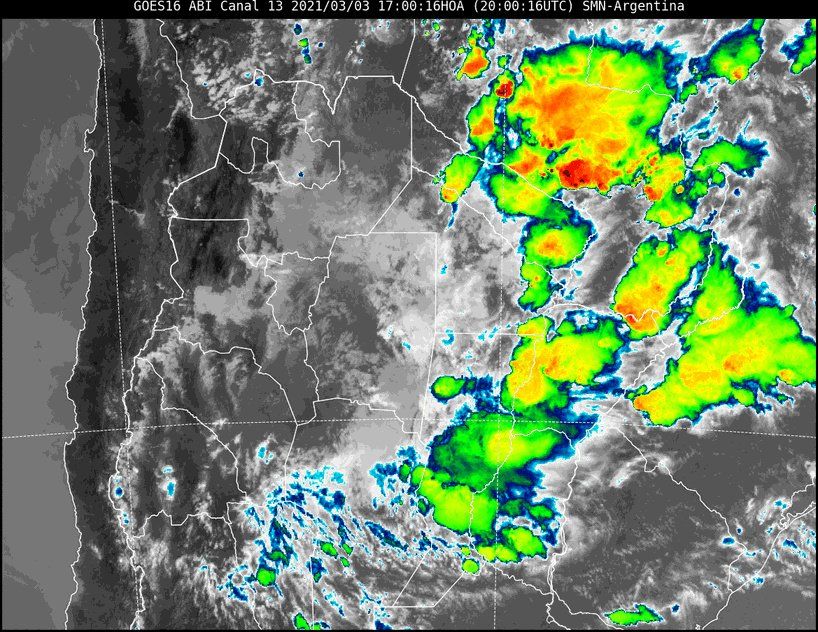 Imagen satelital del tiempo a las 17 horas del miércoles.