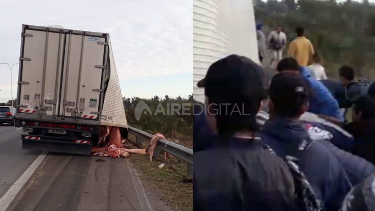 Trasladaba carne de cerdo, perdió su mercadería y los vecinos saquearon el camión en la 168