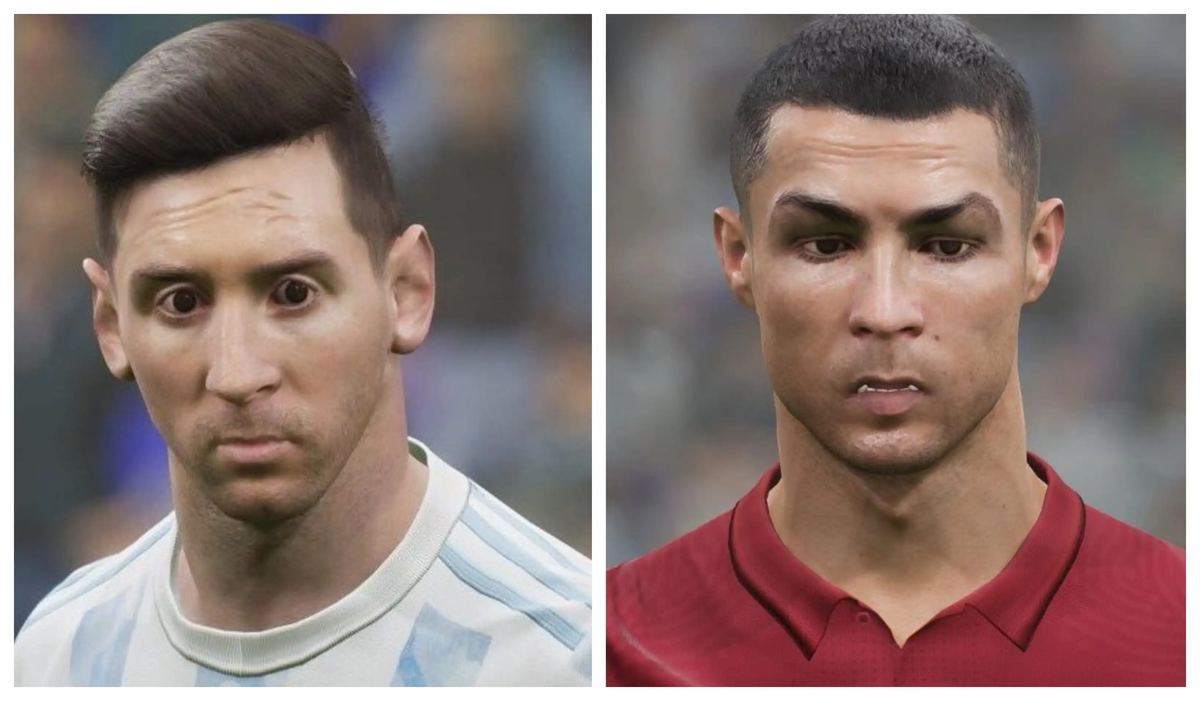 Las caras de Messi y Cristiano Ronaldo en el juego despertaron muchas burlas en las redes sociales. 