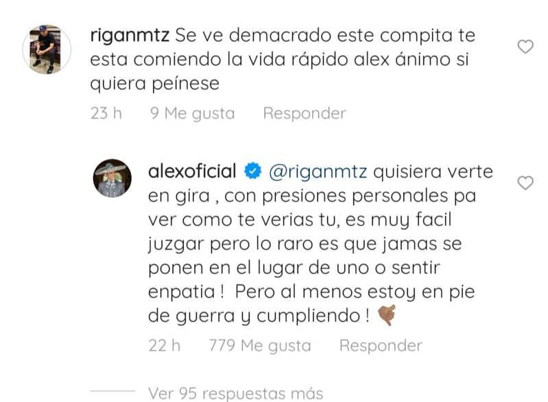 Alejandro Fern & aacute; ndez respondi & oacute;  algunos comentarios en Instagram.