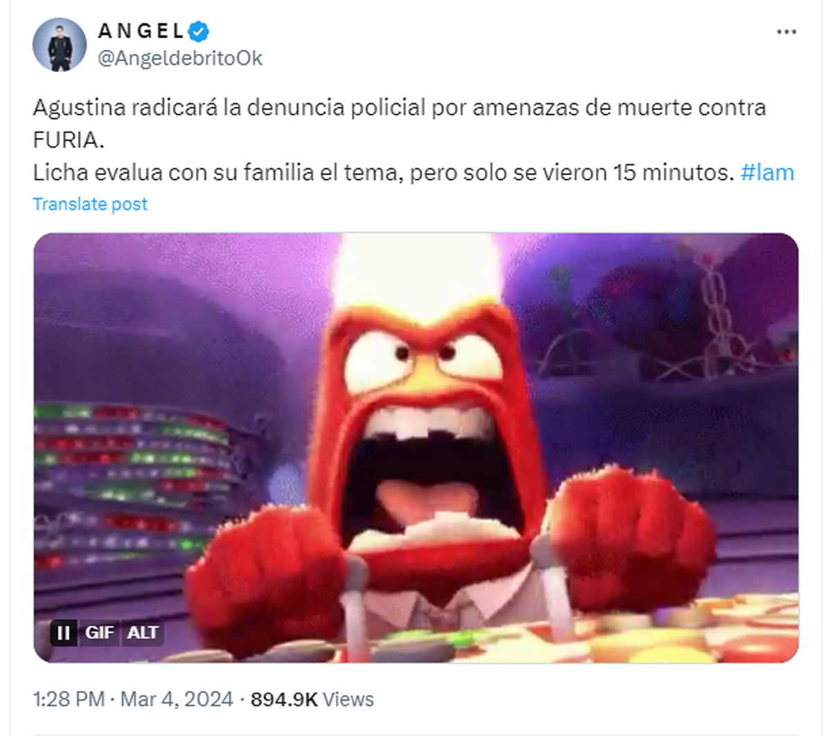 Ángel de Brito aseguró que, luego de dejar Gran Hermano, Agostina denunciaría a Furia. Ángel de Brito aseguró que, luego de dejar Gran Hermano, Agostina denunciaría a Furia.