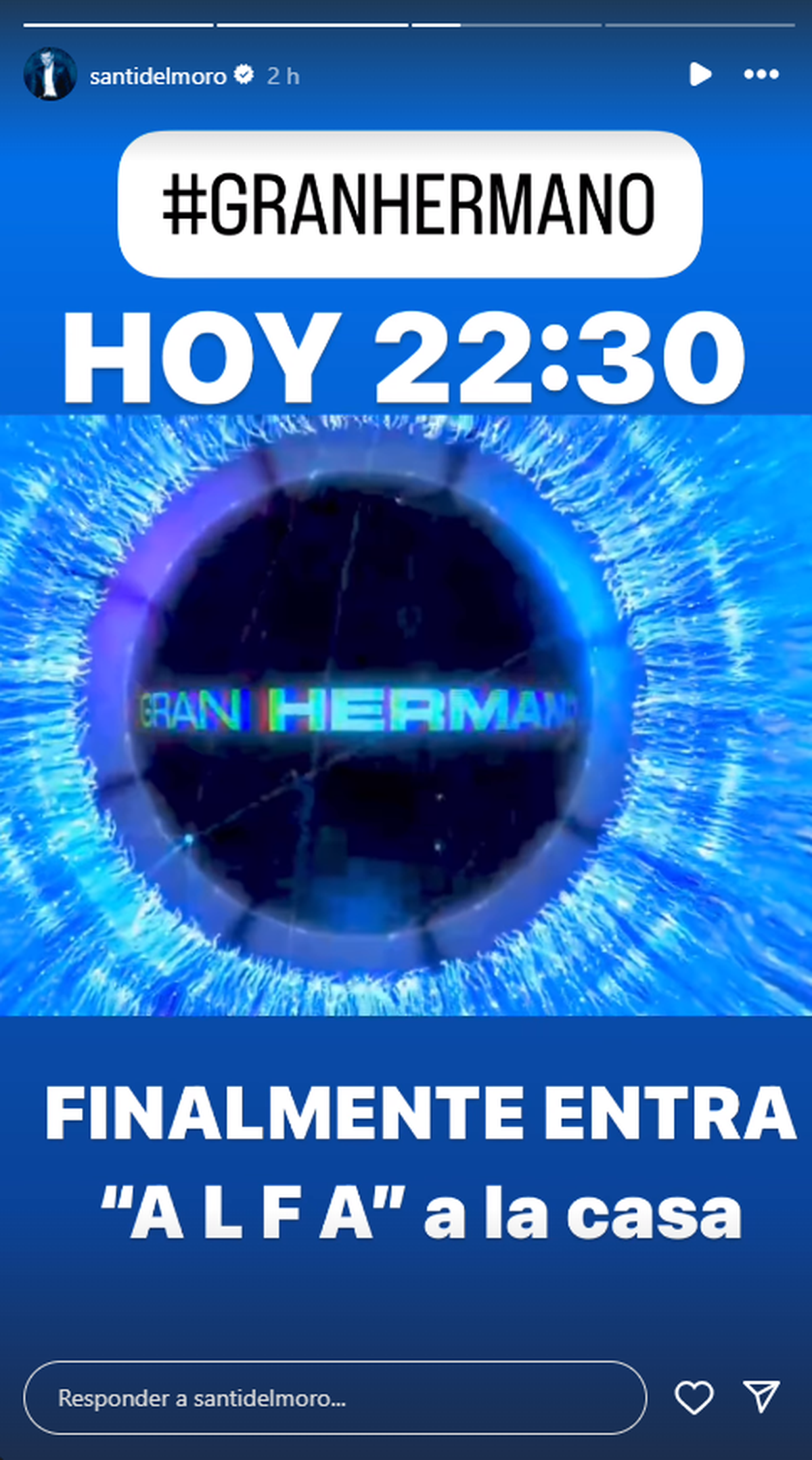 Santiago del Moro reveló que este lunes ingresa Alfa a la casa de Gran Hermano. Santiago del Moro reveló que este lunes ingresa Alfa a la casa de Gran Hermano.