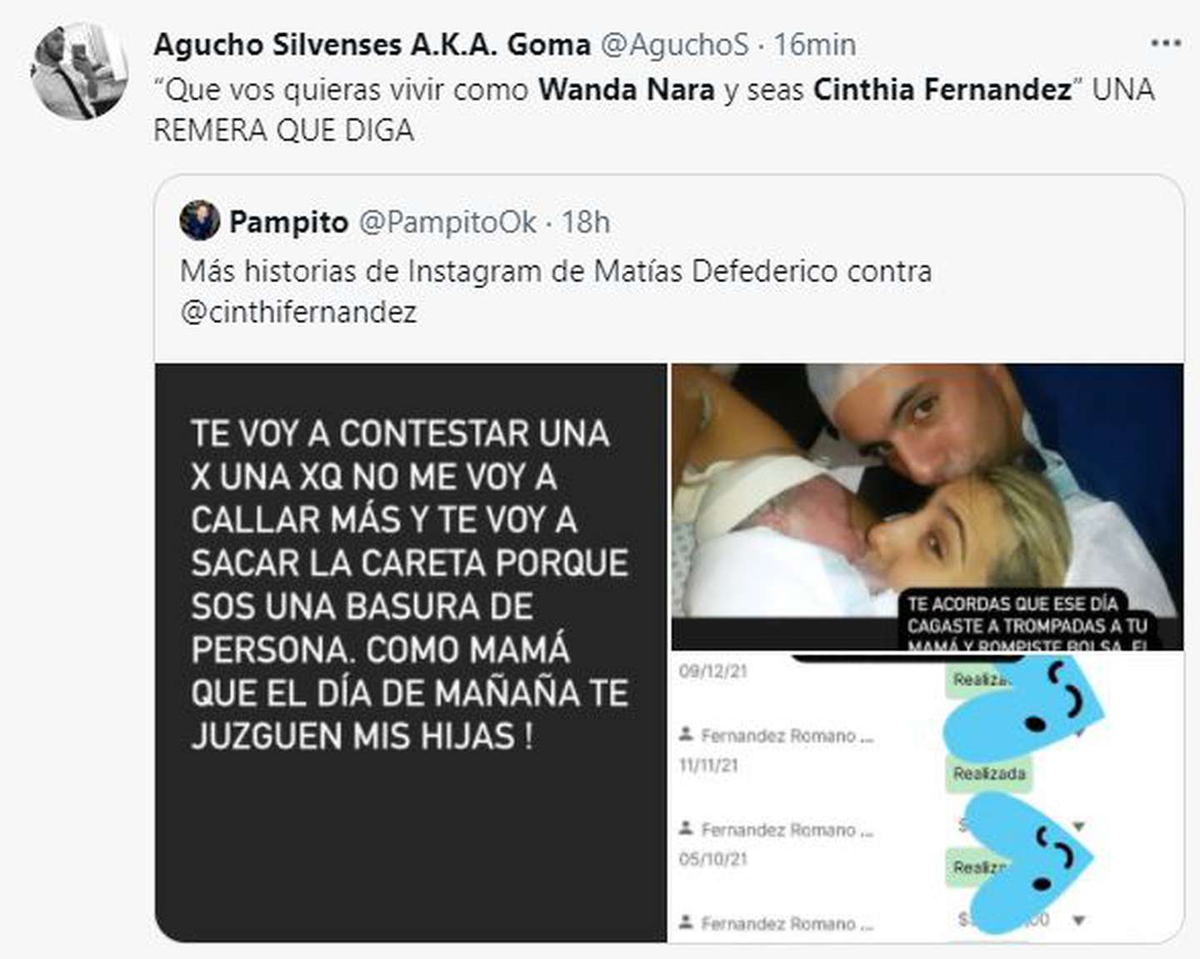La reacci&oacute;n en las redes sociales a la comparaci&oacute;n entre Wanda Nara y Cinthia Fern&aacute;ndez.