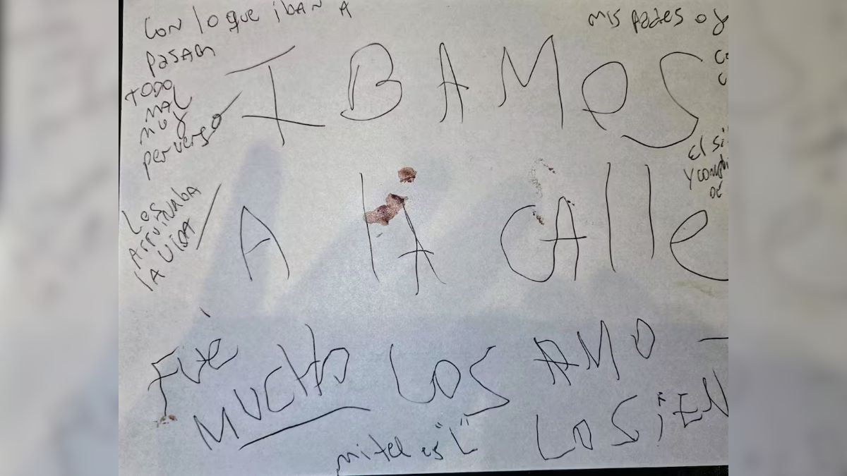 La carta que dejó Laura Leguizamón. La carta que dejó Laura Leguizamón.