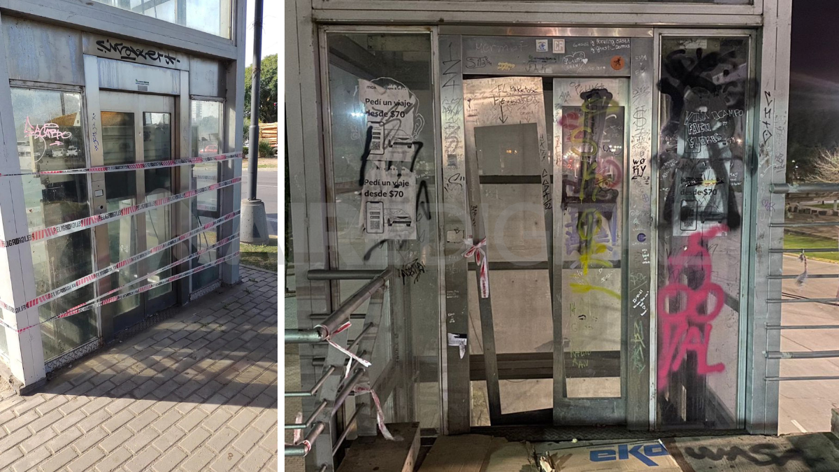 Hace dos meses el municipio instaló una cinta para frenar el ingreso de los peatones al ascensor.