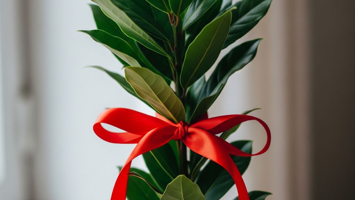 Atar una cinta roja a la planta de laurel tiene un significado. 