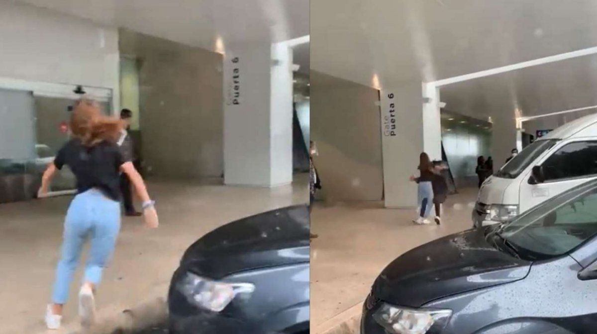 El reencuentro en el aeropuerto que se volvió viral por la caída