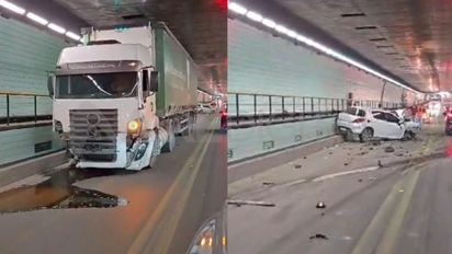 Video: así fue el accidente en el Túnel Subfluvial entre un auto y un camión