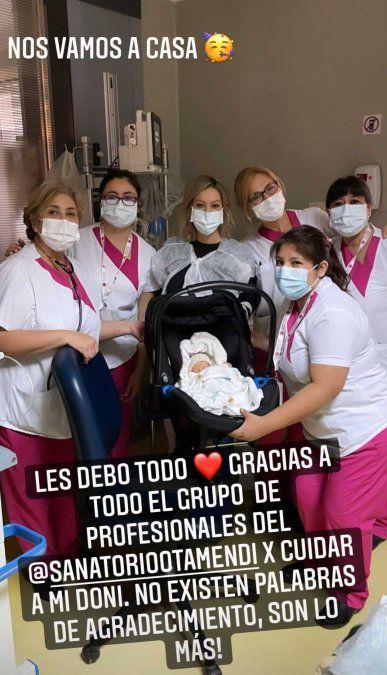 Marzol y su bebé abandonaron el Sanatorio Otamendi.