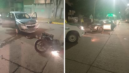 Fuerte choque entre un automovilista y un motociclista frente al Parque Garay de Santa Fe