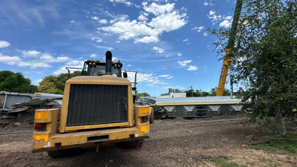 El procedimiento es complejo debido al peso de la formación: son cinco vagones cargados con soja, cada uno con un peso aproximado de 65 mil kilos. El procedimiento es complejo debido al peso de la formación: son cinco vagones cargados con soja, cada uno con un peso aproximado de 65 mil kilos.