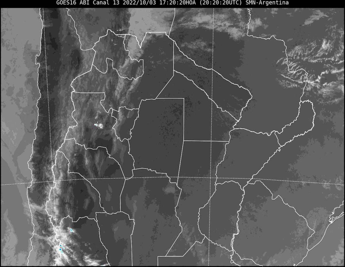 En la imagen satelital se observa que nuestra provincia continúa con cielo totalmente despejado.