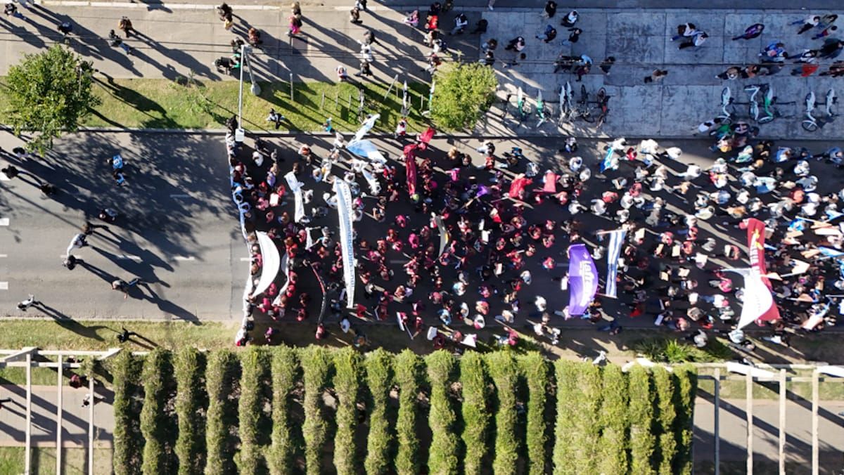La columna avanzó desde la bajada del Puente Colgante hasta el Rectorado de la UNL.