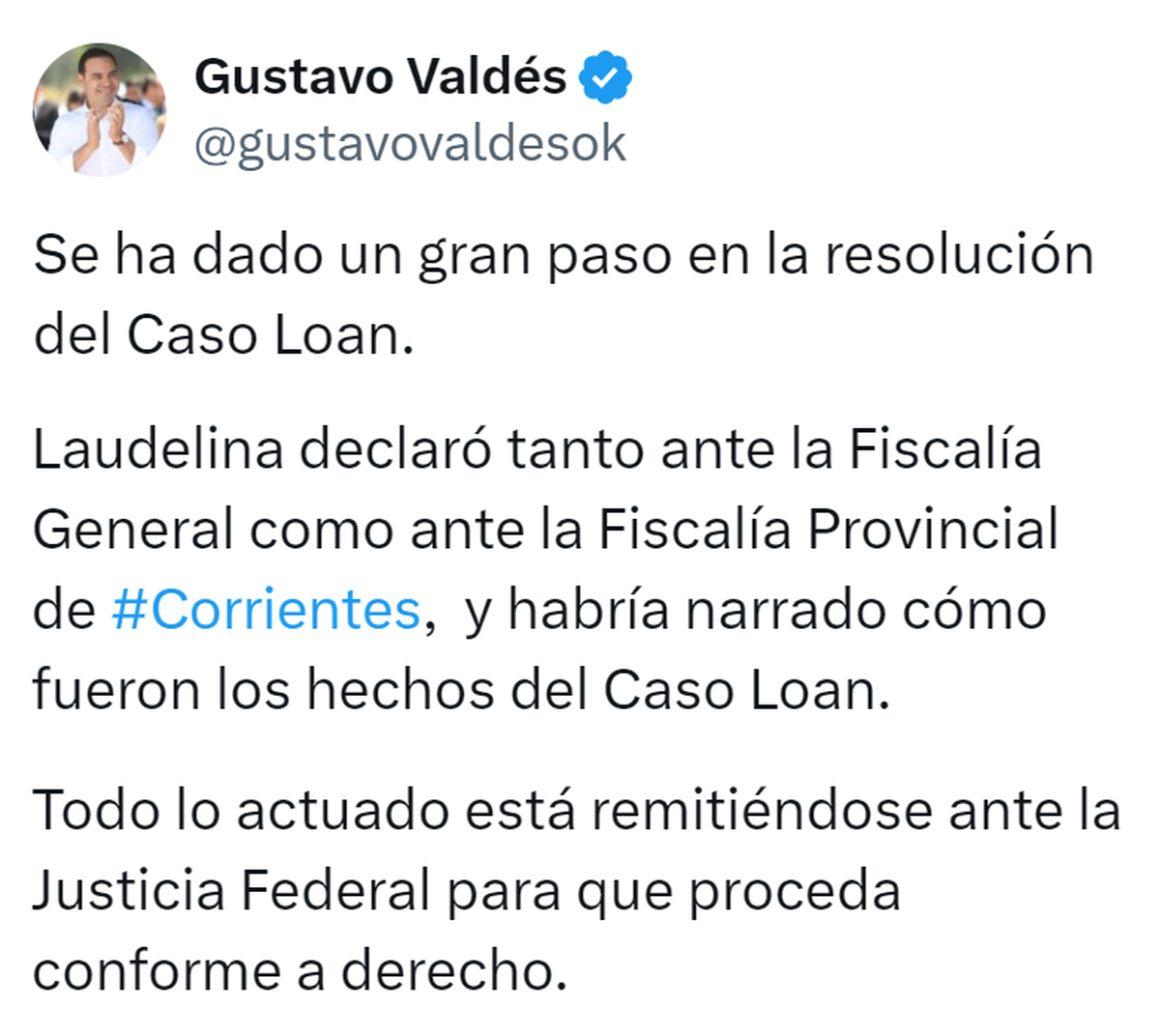 El gobernador de Corrientes intentó justificar su extraño tuit sobre el caso Loan: “Fue por ansiedad, estaba mirando la tele”. El gobernador de Corrientes intentó justificar su extraño tuit sobre el caso Loan: “Fue por ansiedad, estaba mirando la tele”.