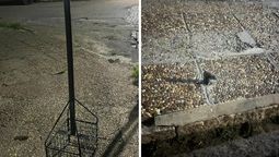 Robó un cesto de basura que arrancó y fue detenido