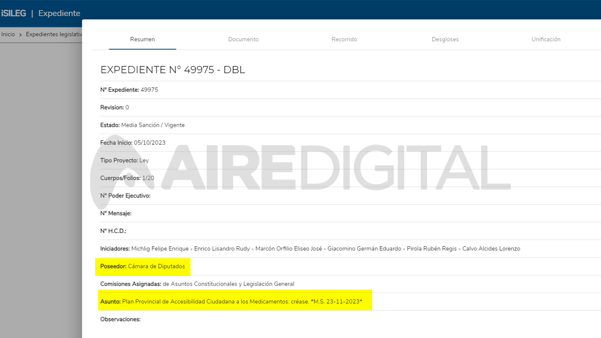 Bajo el número de expediente 49.975, en la página oficial del Senado de Santa Fe aparece el proyecto de ley original que incluye a los colegios de farmacéuticos entre los entes en condiciones de aportar el sistema informático para el manejo de los medicamentos de la salud pública de Santa Fe. Bajo el número de expediente 49.975, en la página oficial del Senado de Santa Fe aparece el proyecto de ley original que incluye a los colegios de farmacéuticos entre los entes en condiciones de aportar el sistema informático para el manejo de los medicamentos de la salud pública de Santa Fe.