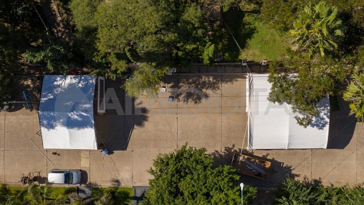 Vista a&eacute;rea del nuevo vacunatorio en la ciudad de Santo Tom&eacute;.&nbsp;