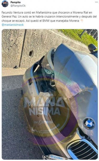 Así quedó el auto de Morena Rial. Así quedó el auto de Morena Rial.