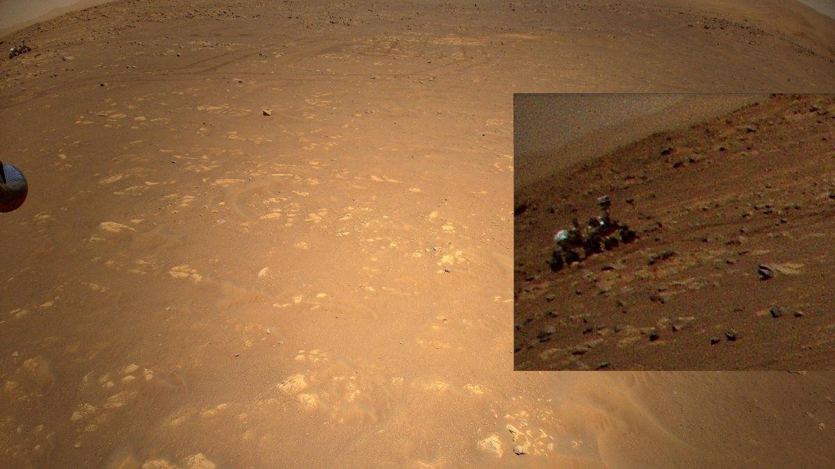 En la foto puede verse por primera vez al Perseverance en Marte.