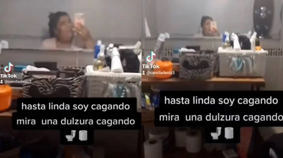 Captura del video de Camila Deniz, haciendo sus necesidades en el inodoro. Captura del video de Camila Deniz, haciendo sus necesidades en el inodoro.