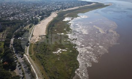 El lecho de la laguna vuelve a emerger en la cada vez más ancha costa de la laguna Setúbal en la costanera de Santa Fe. El lecho de la laguna vuelve a emerger en la cada vez más ancha costa de la laguna Setúbal en la costanera de Santa Fe.