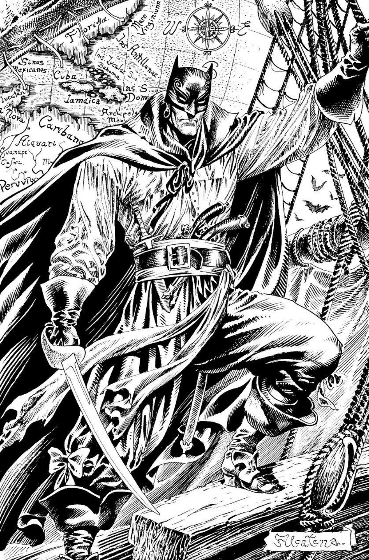 Batman Corsario, ilustración del artista argentino Enrique "Quique" Alcatena.