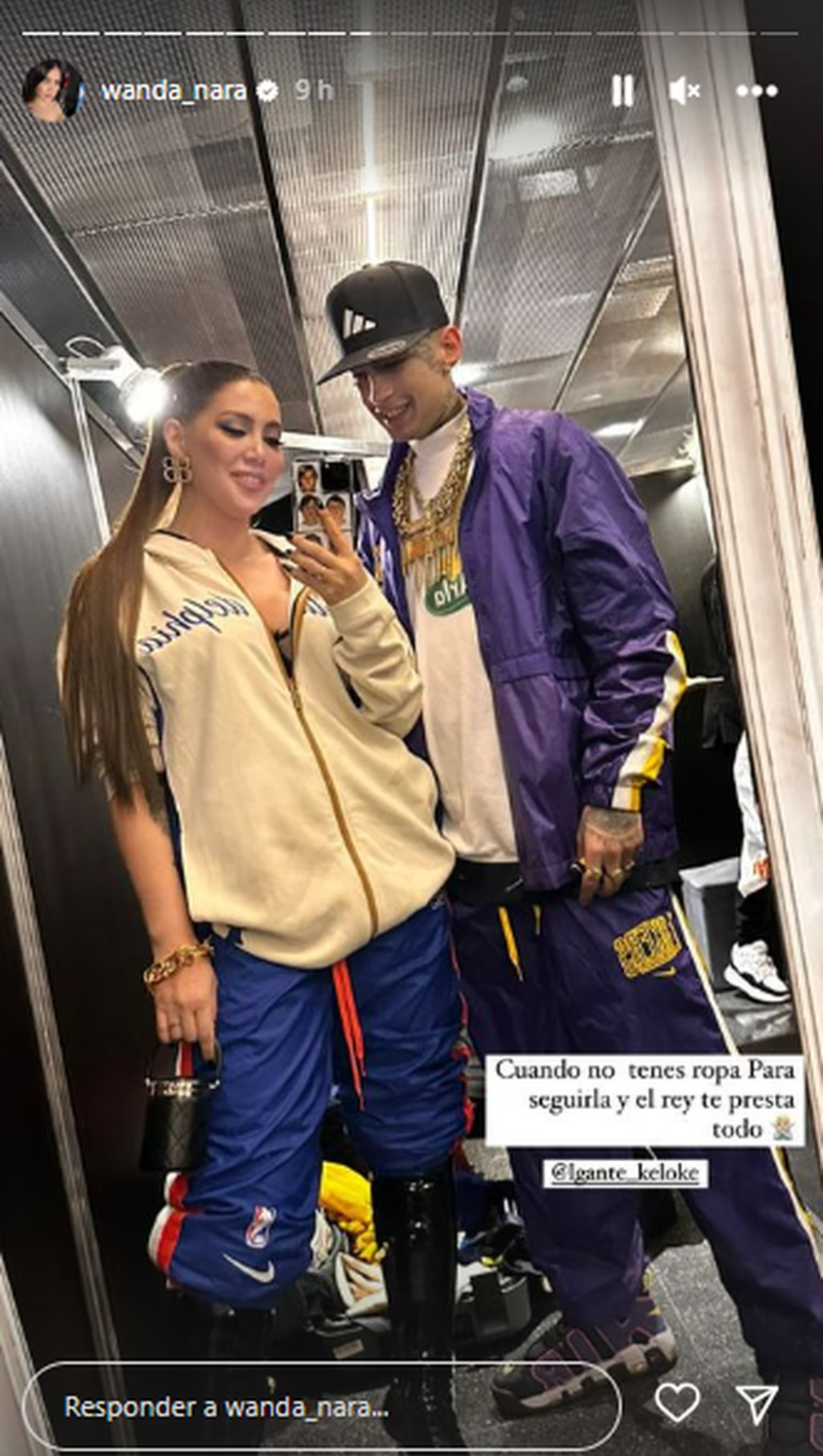 La foto de Wanda Nara y L-Gante antes del supuesto intento de beso. Foto: Instagram