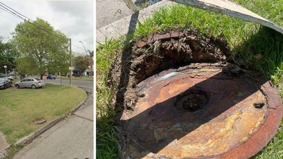Avenida General Paz de Santa Fe: cortaba el pasto, pisó una tapa de agua oxidada y se cayó en un pozo