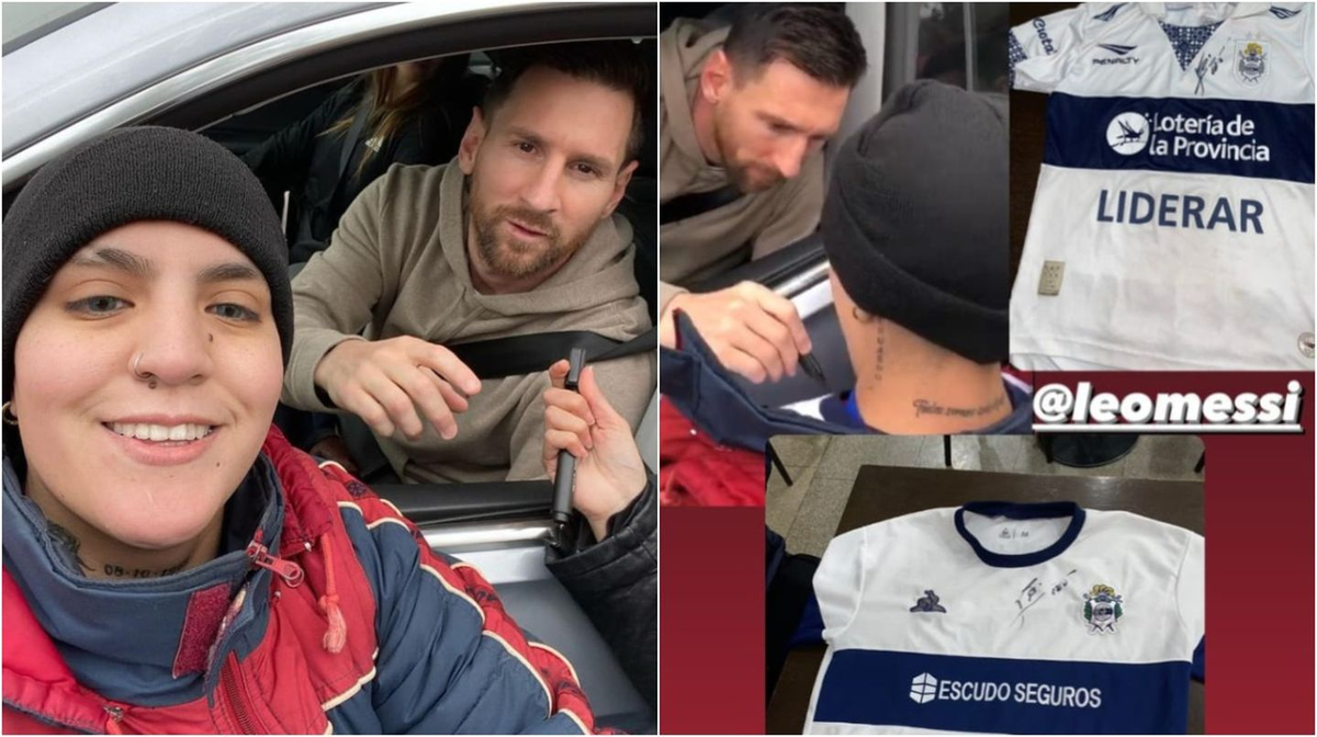 Eugenia Laprovittola fue hasta Rosario para entregarle un cuadro a Messi. Foto: Eugenia Laprovittola. 