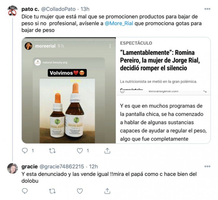 Los mensajes contra More Rial 