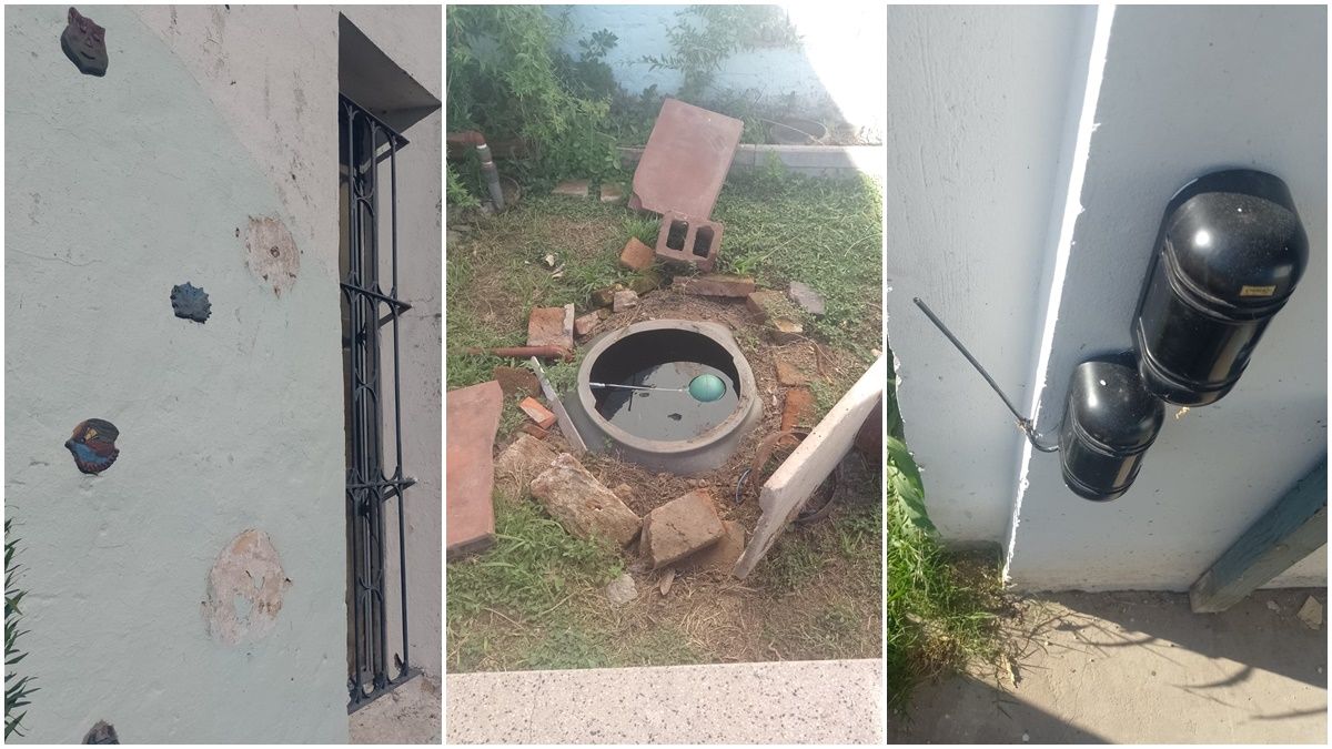 Los ladrones se llevaron los reflectores que iluminan el patio