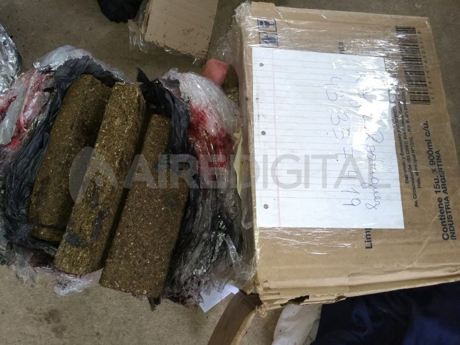 Secuestro. Los panes de marihuana que iban dentro de la encomienda.&nbsp;