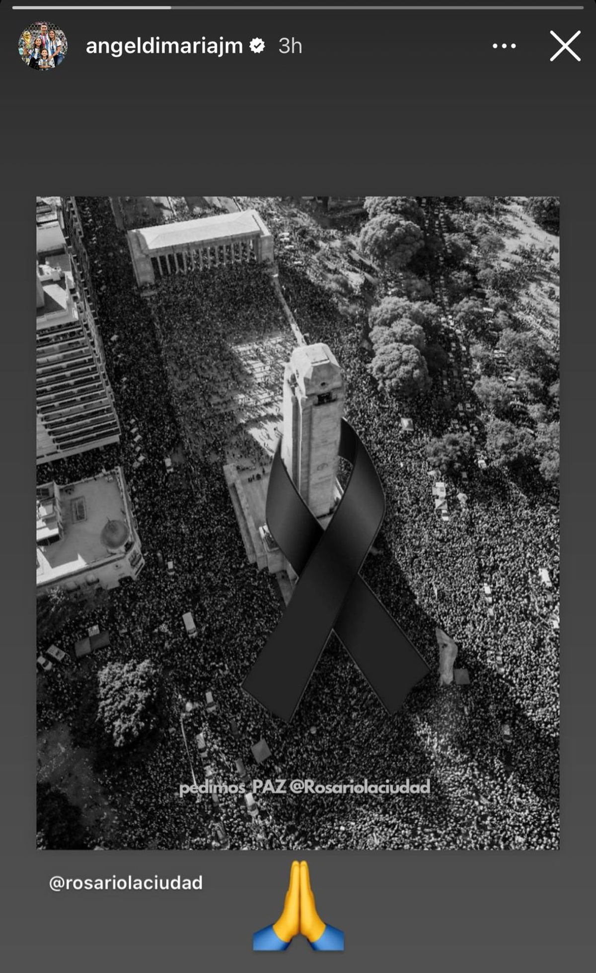 La historia que compartió Ángel Di María en su cuenta de Instagram. La historia que compartió Ángel Di María en su cuenta de Instagram.