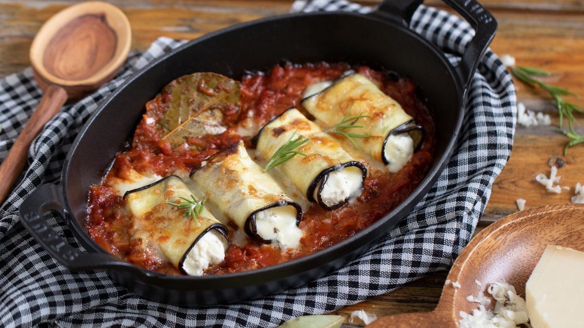 Aprendé a cocinar rollitos de berenjena