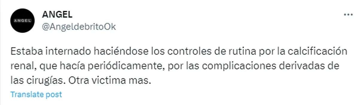 Mariano Caprarola se estaba realizando estudios de rutina para controlar su hipercalcemia. Mariano Caprarola se estaba realizando estudios de rutina para controlar su hipercalcemia.