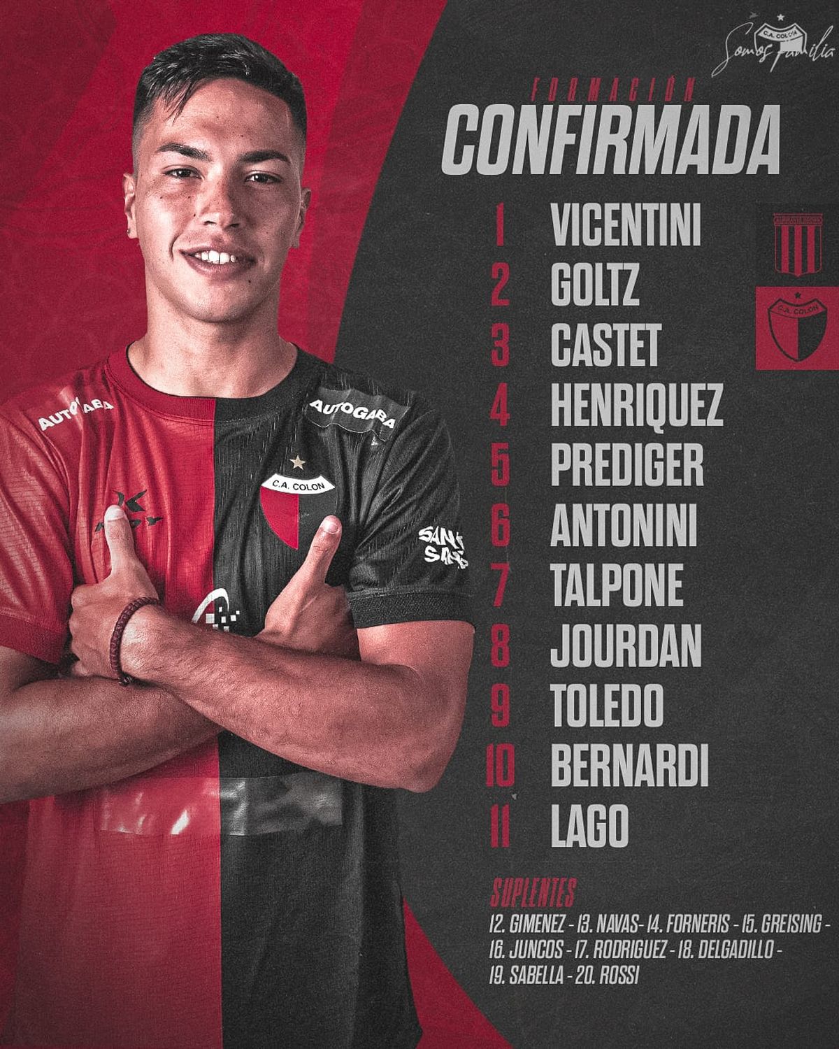 Los once de Colón confirmados.