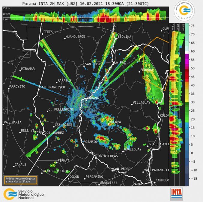 Imagen de radar a las 18.30 horas del miércoles.