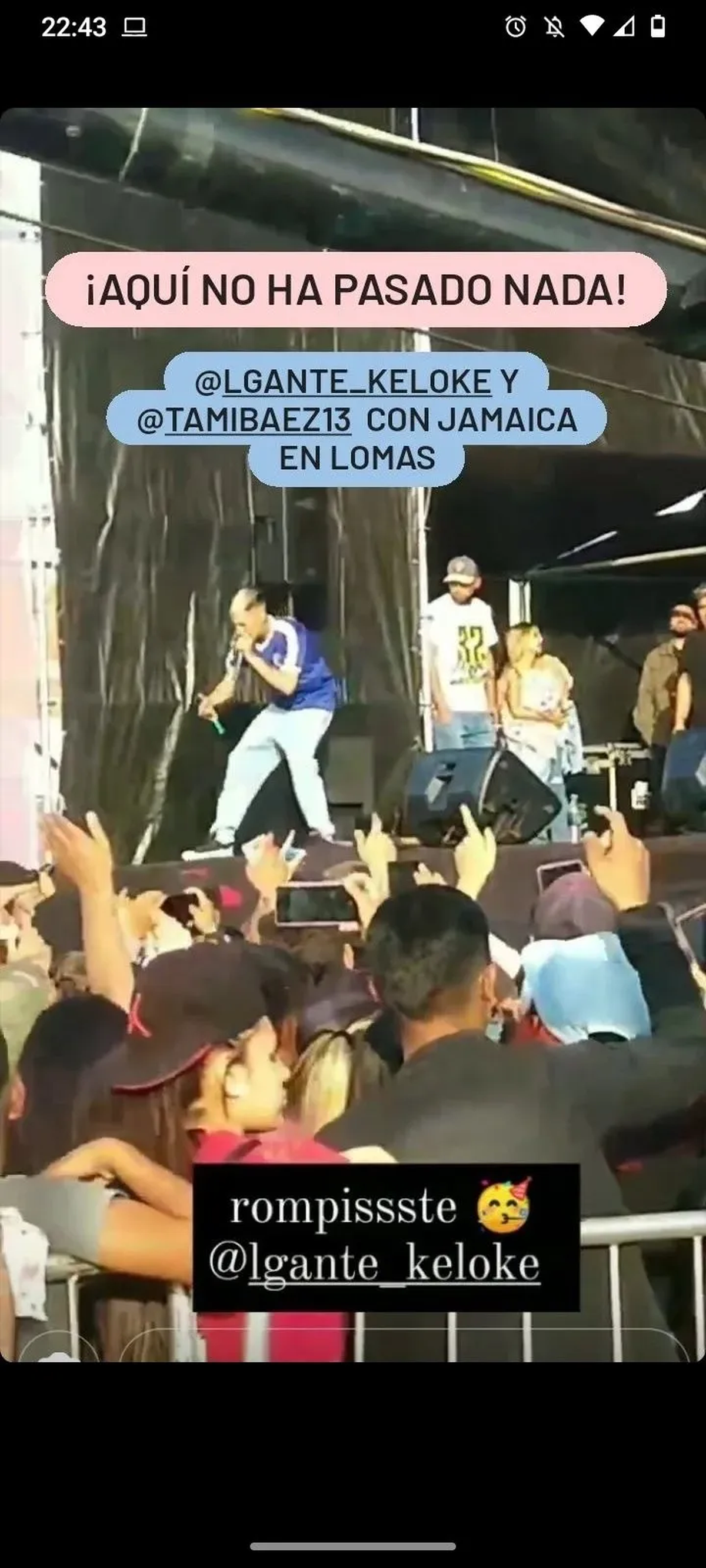 Tamara B&aacute;ez fue vista en el show que L-Gante dio en Lomas de Zamora.