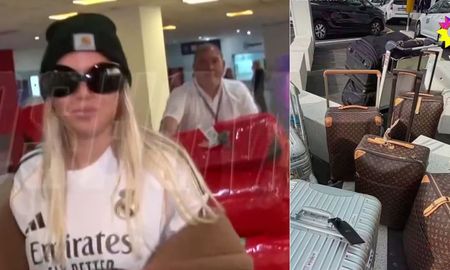 Wanda Nara y Martín Migueles en su arribo a Ezeiza con 18 valijas tras un mes de viaje. Wanda Nara y Martín Migueles en su arribo a Ezeiza con 18 valijas tras un mes de viaje.